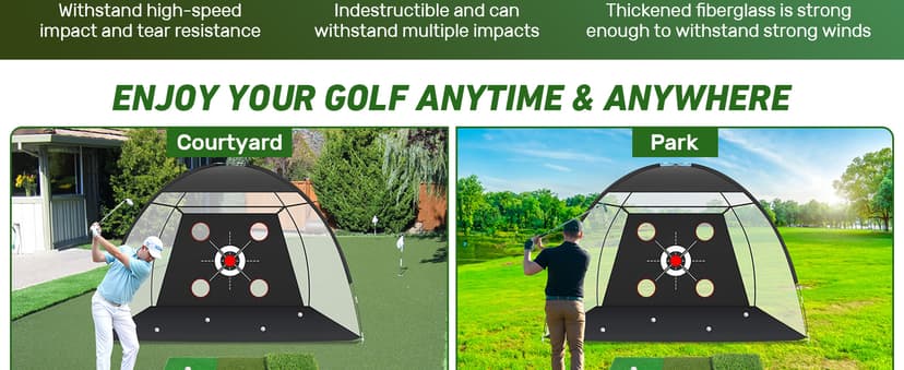 Golf Net, 10x7FT with Golf Practice Mat, Hitting Aid Nets for Backyard Driving Chipping Training Swing with Targets Outdoor or Indoor– Gifts for Men/Dad/Him