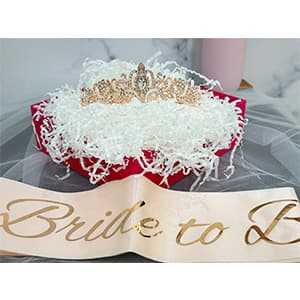 JETKONG 3 Pcs Bachelorette Party Decorations Bridal Shower Crown, Bride to Be Sash&Veil for Women Bachelorette Party Gifts, Bachelorette Party Supplies, Gifts, Favors (Rose Gold)