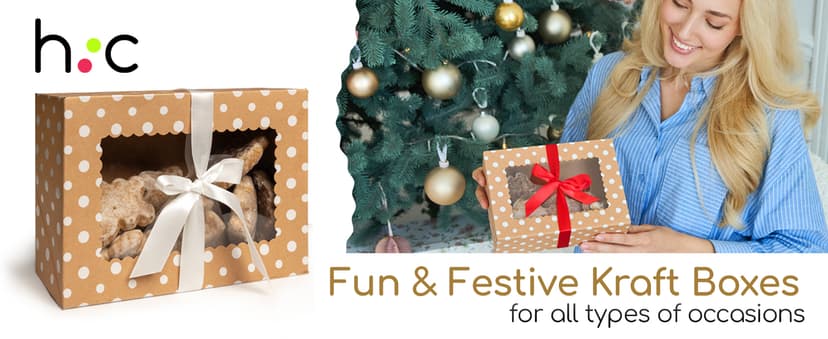 Brown Kraft Cookie Boxes with Ribbons & Window (20 Pack) 8.3 x 6 x 2.8” Food Grade Cardboard Bakery Gift Boxes for Christmas Gift Giving, Baked Goods, Candy Treats, Decorative Holiday Packaging, Empty