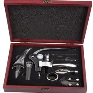 Wine Opener,Wine Bottle Opener, Wine Accessories Areator Wine Opener Kit, Red wine Corkscrew Set with Wood Case,Wine Gift with Luxury Packaging