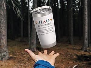 TEEZWONDER Thank You Gifts for Women - Chaos Coordinator 20 oz Stainless Steel Insulated Tumbler with Lid - Employee Appreciation Christmas Birthday Gifts for Women Coworkers Boss Teacher Nurse Friend