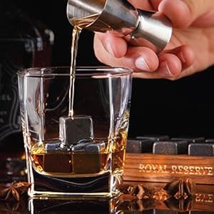 Whiskey Stones Gift Set by Royal Reserve – Artisan Crafted Reusable Chilling Rocks for Scotch – Stocking Stuffer for Men - Bourbon Gifts for Husband Dad Boyfriend Guy