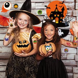 Partywind 250 Styles Glow Halloween Party Supplies, Luminous Halloween Temporary Tattoos for Kids Birthday Party Decorations Favors, Halloween Goodie Bag Fillers (24 Sheets)
