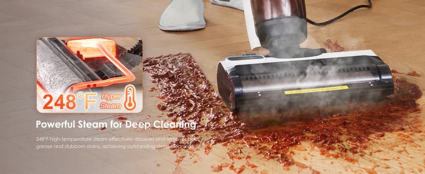 Tineco iFLOOR 5 Steam Wet Dry Vacuum All-in-one, Steam Mop Hardwood Floor Cleaner Great for Sticky Messes, 248℉ High-Temp Steam, Self-Cleaning with steam