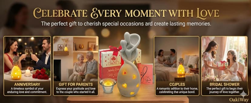 Infinity Love Candle Holder Statue with Flickering LED Candle for Couples, Wife, Husband, Him or Her, Bridal Shower, Engagement, Parents, Registry