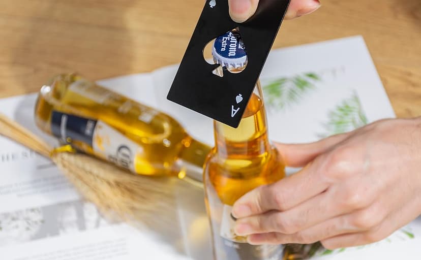 Wine Bottle Opener Stainless Steel Credit Card Size Casino Beer Bottle Opener Cap Opener for Your Wallet Wedding Party Groomsmen Bridesmaid Gifts 6 Pcs (Black)