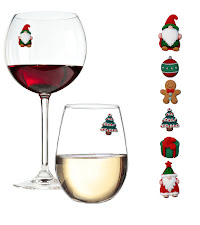 Simply Charmed Christmas Wine Glass Charms - Set of 6 Magnetic Drink Markers Great for Stemless Glasses - Winter Holiday Hostess Gift