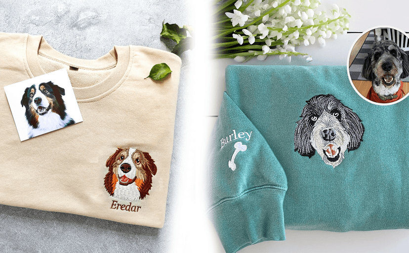Custom Pet Embroidered Sweatshirt, Custom Dog Face Embroidered Sweatshirt, Dog Mom Sweater,Cat Sweater, Unique Gifts For Pet Lovers, Personalized Gift For Mom
