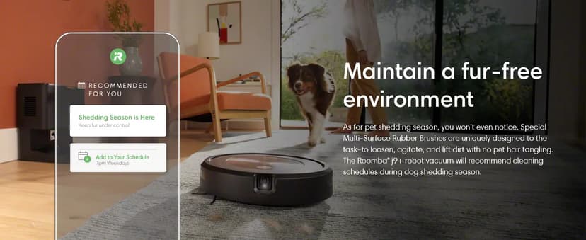iRobot Roomba j9+ Self-Emptying Robot Vacuum – Powerful Suction, Identifies and Avoids Obstacles Like pet Waste, Self-Empties for 60 Days, Best for Homes with Pets, Smart Mapping, Works with Alexa
