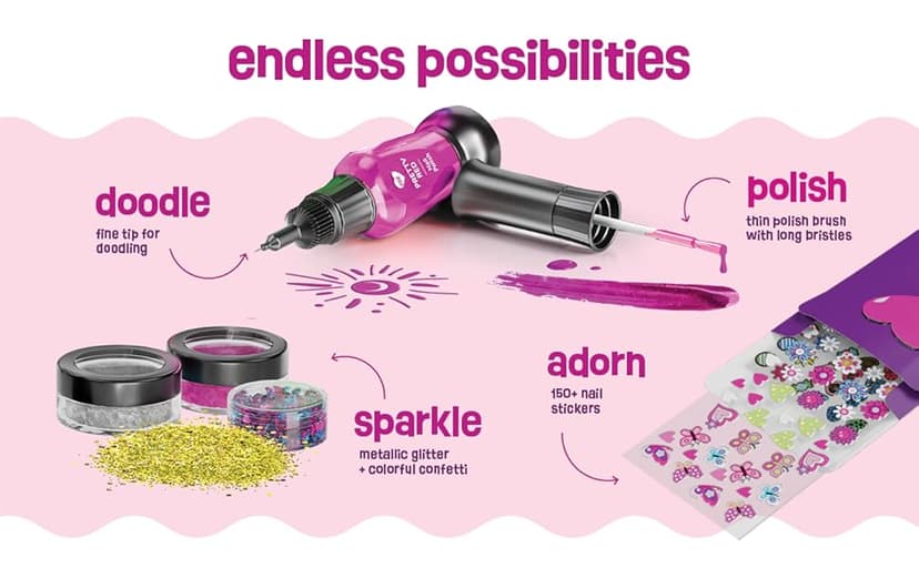 Nail Art Studio for Girls - Birthday Gift - Nail Polish Kit for Kids Ages 7-12 Years Old - Girl Gifts Ideas - Gift Set - Girly Stuff - Polish, Pens, Glitter, Stickers, Gems, Filer - 8 9 10 11 12 Year