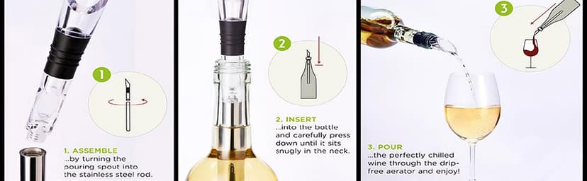 Wine Chiller - Wine Cooler Stick, 3 in 1 Stainless Steel Wine Bottle Chiller with Aerator and Pourer, The Best Holiday Gifts.