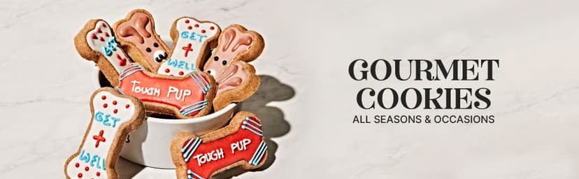 Thoughtfully Pets, Blue Dog Birthday Cookie Gift Set, Hand Decorated Crunchy Dog Treats in Bone Shapes, Great for Birthdays, Set of 8