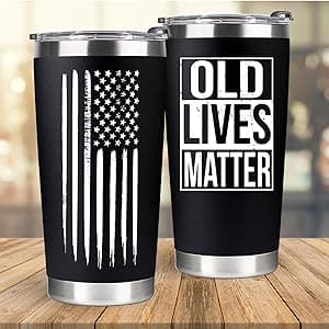 30th, 40th, 50th and 60th Birthday Gifts for Men, Dad from Son, Daughter, Wife - Gag Gifts For Men, Grandpa - Cool Old Man Gift, Old Lives Matter Tumbler 20oz - Funny Christmas Gifts