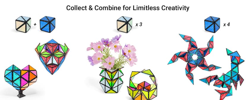 TOSY Magnet Pyramid Glow - 1 Cube Transforms into 1 Billion Shapes, 15 pcs (12 Puzzle pcs & 3 Accessories), 243 Magnets, Glowing, Christmas Stocking Stuffers Gift for Kids, Creative Puzzle STEM Toy