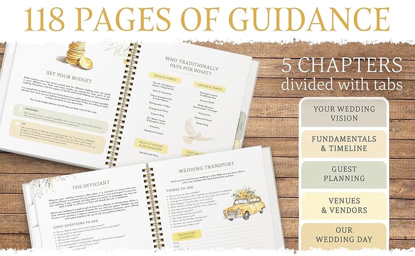 All-In-One Wedding Planner Book | Wedding Planning Organizer, Bridal Planner & Vow Books Set | Wedding Countdown Calendar | Bride Planner | Wedding Gift