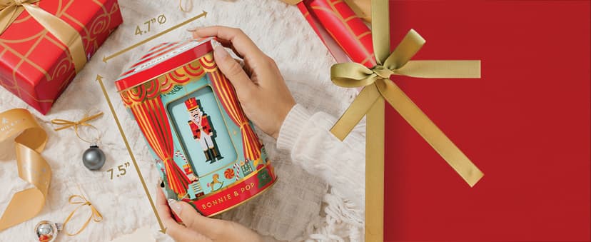 Christmas Gift Basket- Gourmet Food Gifts - Plays Music - Holiday Chocolate and Candy, Sweets and Snacks- Nutcracker Suite- Bonnie and Pop