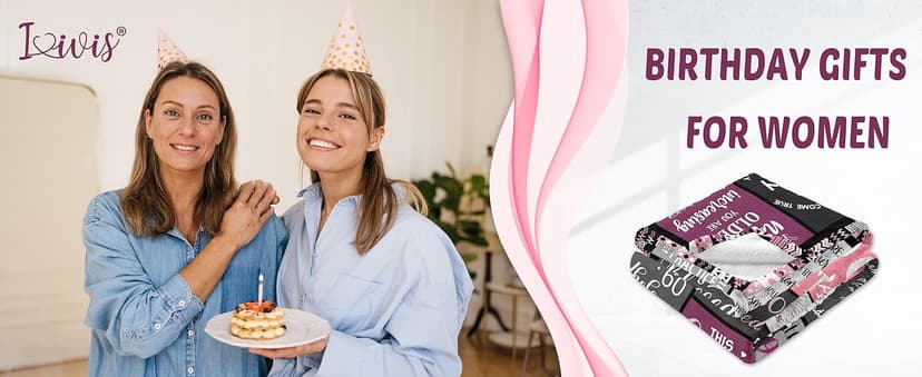 60th Birthday Gifts for Women Throw Blanket 60”X50”, Happy 60th Birthday Decorations Gift Ideas for 60 Year Old Woman, 1965 Bday Gifts for Mom Grandma