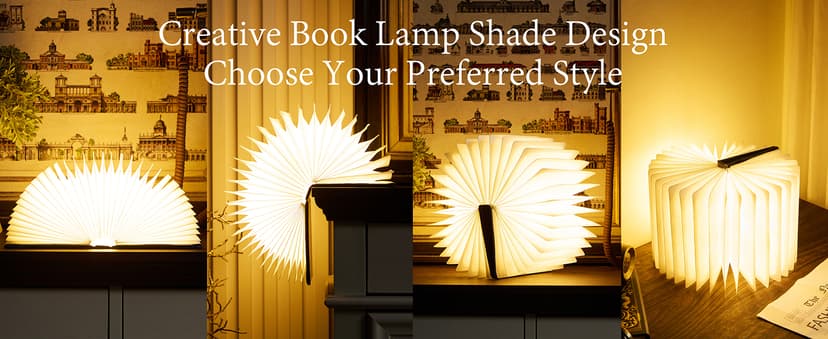 Book Lovers Gifts BookLamp - 5 Color Lights, 1200mAh Battery, Foldable Paper Lamp as Book Decor & Accessories, Hot Foil Cover Design, Unique Gifts for Women or Friends & Christmas