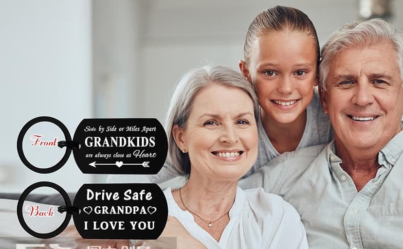 ENGZHI Grandpa Birthday Gifts Grandpa Keychain - Drive Safe I Love You Gifts from Grandkids - Grandfather Fathers Day Christmas Keepsake