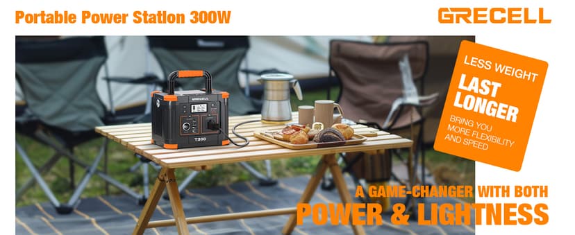 Portable Power Station 300W (Peak 600W), GRECELL 230.88Wh Solar Generator with 60W USB-C PD Output, 110V Pure Sine Wave AC Outlet Backup Lithium Battery for Outdoors Camping Travel Home Blackout