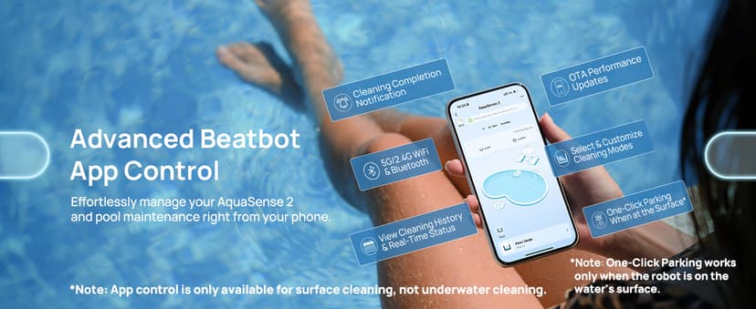 (2025 Upgrade) Beatbot AquaSense 2 Cordless Robotic Pool Vacuum Cleaner, Smart Surface Parking, Double-Pass Waterline Scrubbing, Cleans Floor, Walls and Waterline, Light Blue