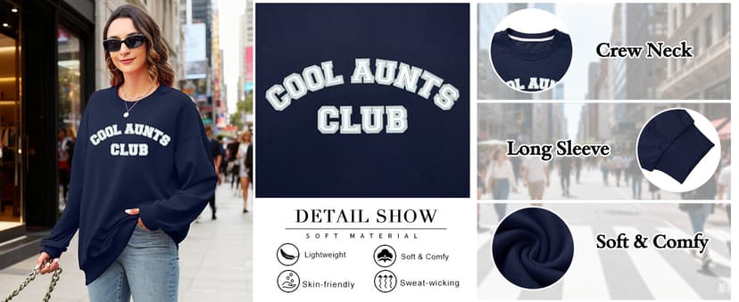 KIDDAD Women's Auntie Sweatshirt Cool Aunt Godmother Legend Crewneck Pullover Top Long Sleeve Graphic Aunts Shirt