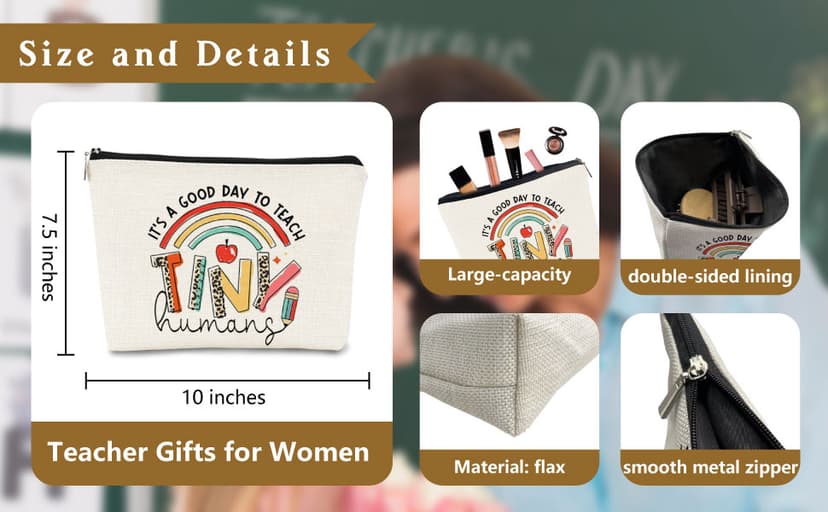 Teacher Appreciation Gifts, Para Gifts Appreciation,Teacher Makeup Bag Must Haves,It's A Good Day to Teach Tiny Human.