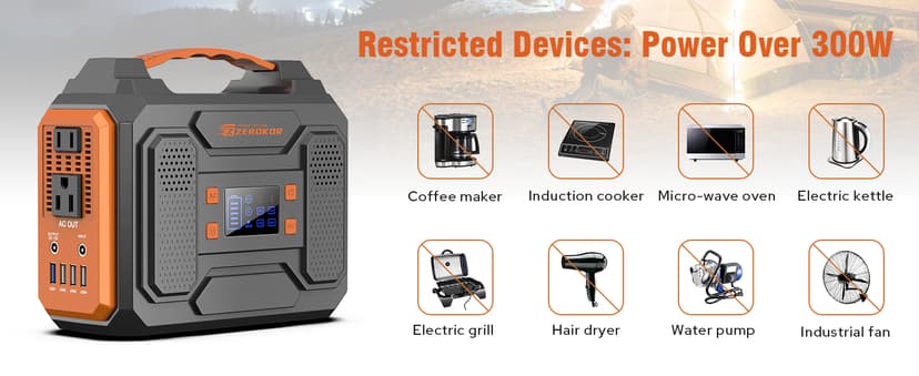 Portable Solar Generator, 300W Portable Power Station with Foldable 60W Solar Panel, 110V Pure Sine Wave 280Wh Lithium Battery Pack with USB DC AC Outlet for Home Use RV Van Outdoor Camping-Orange