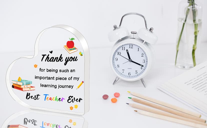 Teacher Valentine Gift, Valentines Day Gifts for Teachers - Acrylic Heart Plaque 4×4 in, End of Year Thank You Teacher Gifts for Women Men, Teacher Retirement Gifts, Keepsake & Paperweight