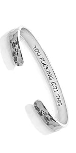 Carviell Engraved Cuff Bracelets for Women – Inspirational, Friendship, Love, Mom, Daughter, Sister, Christian, Graduation, Memorial & Wedding Gifts – 80+ Phrases – Stainless Steel, Gift-Ready