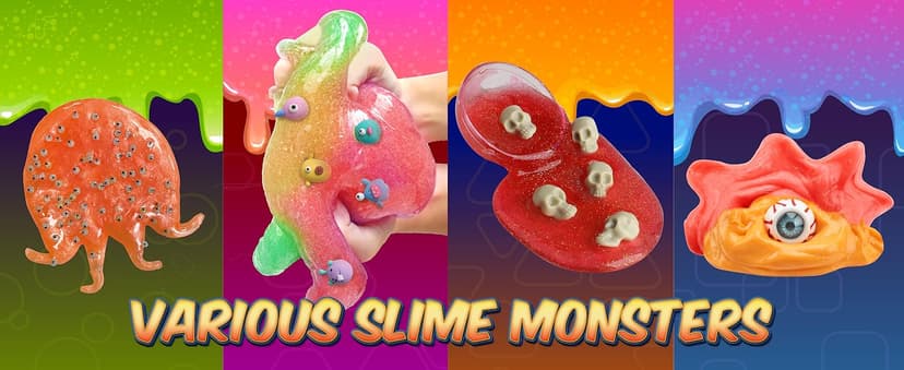Halloween Toy Monster Slime Kit for Girls Ages 6-12, FunKidz Glow in Dark Slime Making Kit for Kids Make Soft Slime Balls with Photochromic Powder Kid Ideal Party Gifts
