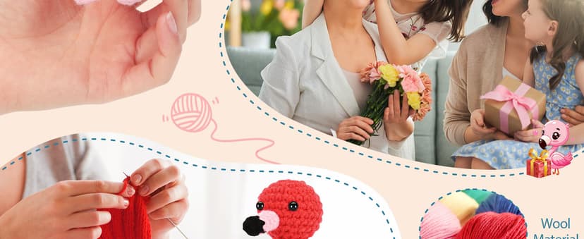 Grandma Birthday Gifts from Grandkids, I Love You Grandmother Birthday Gifts, Christmas for Great Grandma Nana Gigi Mimi Present from Granddaughter Grandson, Funny Handmade Crochet Flamingo Grammingo