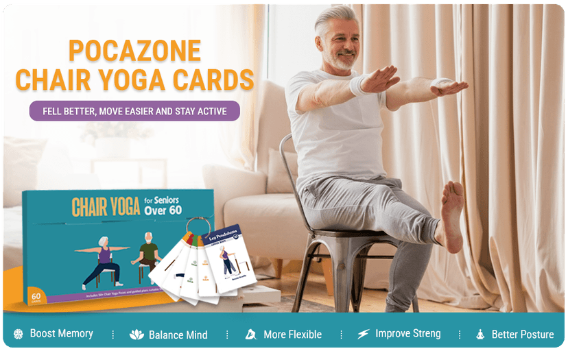 Chair Yoga for Seniors Over 60, Safe & Easy Chair Yoga Exercise Cards for Strength, Relaxation & Recovery, Thoughtful Gifts for Mom, Dad, Grandparent