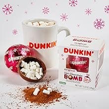 Dunkin' Hot Chocolate BOMB 4 Pack Assorted Flavors Bundle- Original, Mint, Dunkaccino, Caramel, Four Hot Cocoa Melting Balls, Stocking Stuffer Holiday Gift Set