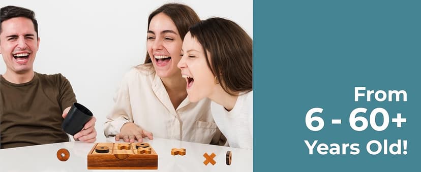 BSIRI Wooden Tic Tac Toe Game - Brain Teaser Puzzles for Adults and Unique Gifts for Kids, Coffee Table Decor Living Room Decor Modern Wood Decor, Classic Board Games for Family (5.5 Inch)