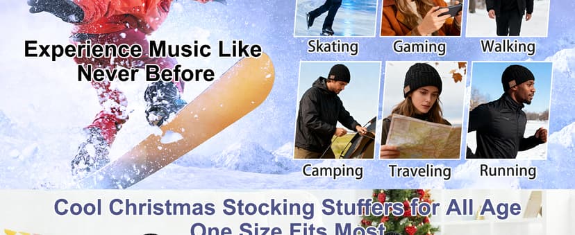 Bluetooth Beanie,Wireless Beanie Headphones Hat Unique Christmas Tech Gifts for Men Women Teen Boys Girls Stocking Stuffers