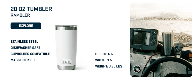 YETI Rambler 20 oz Stainless Steel Vacuum Insulated Tumbler w/MagSlider Lid