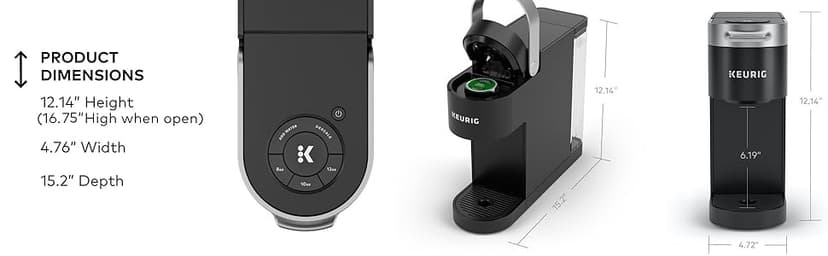 Keurig K-Slim Single Serve K-Cup Pod Coffee Maker, Multistream Technology, 3 Brew Sizes, Slim and Sleek Design, 46oz Removable Reservoir, Black
