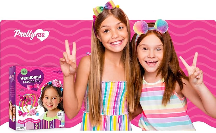 Pretty Me Headband Making Kit for Girls - Arts & Crafts Gift - Make Your Own Fashion Headbands for Kids - DIY Hair Accessories Set - Gift for Ages 5-12 Year Old Girl - Little Kids Art & Craft Gifts