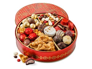 Christmas Chocolate Gift Basket– Holiday Ornament Gift Box with Assorted Christmas Candy – Holiday Food Gift Idea for Men, Women, Family, Corporate- Bonnie & Pop