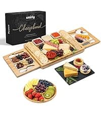 SMIRLY Charcuterie Board Set - Large Bamboo Cheese Board for Serving - House Warming Gifts New Home, Wedding & Bridal Shower Gift, Birthday Gift for Women