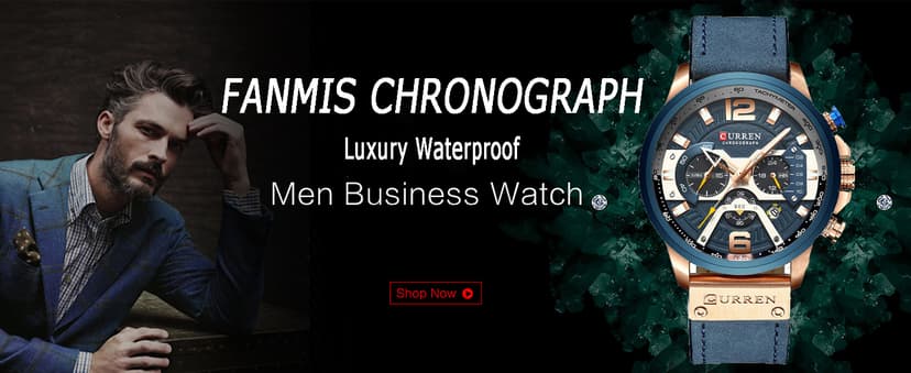 FANMIS Mens Luxury Watches Business Chronograph Dress Waterproof Leather Strap Analog Quartz Wrist Watch