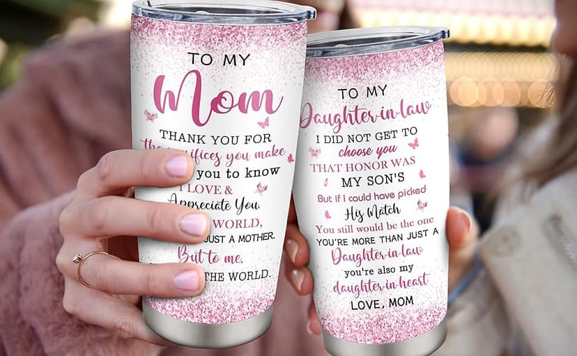 ZANIION Daughter In Law Gift Tumbler 20oz 1PC, Thoughtful Gifts Ideas For Daughter-In-Law From Mother-In-Law Mug, Best Christmas Mothers Day Weeding Decoration Present For Future Son'S Wife Coffee Cup