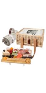 Hap Tim Picnic Basket Backpack for 2 Person with 2 Insulated Cooler Compartment, Wine Holder, Fleece Blanket, Cutlery Set, Wedding Gifts for Couples, Bridal Shower Gifts, Engagement Gifts