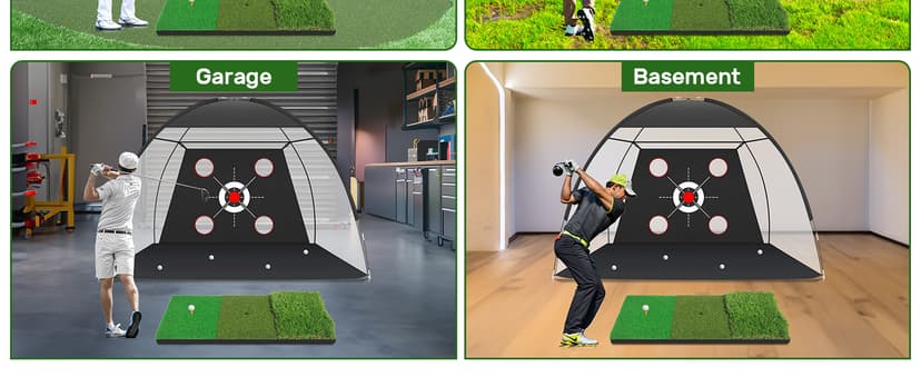 Golf Net, 10x7FT with Golf Practice Mat, Hitting Aid Nets for Backyard Driving Chipping Training Swing with Targets Outdoor or Indoor– Gifts for Men/Dad/Him