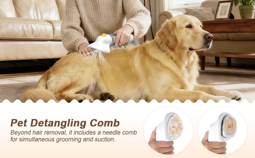 Cordless Dog Vacuum Groomer Kit,Cordless Rechargeable Vacuum Dog Brush for Hair,Handheld mini Pet Vacuum Brush,4200Pa Pet Grooming Cleaner With Comb Hair,Suitable for All Types of Cats and Dogs