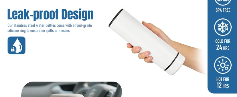 PARACITY Insulated Water Bottle, 17 oz Stainless Steel Water Bottles, Double Wall Vacuum Hot Drinks Thermo, Metal Water Bottle Keeps Hot for 12 Hrs, Cold for 24 Hrs, for Coffee, Tea