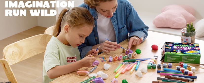 JOYIN Rock Painting Kit- Glow in The Dark Rock Kit, Arts and Crafts for Kids Ages 6-12, Art Supplies Toy, Kids Craft Paint Kits, Arts & Crafts for Boys Girls Birthday Party Gift Toy