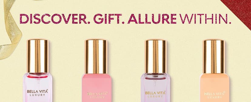 BellaVita Luxury Women's Perfume Gift Set (4x20ml) | Notes of Floral, Sweet, Spicey Red Fruit, Vanilla & Musk | DATE, SENORITA, GLAM & ROSE | French Parfum Collection Gift Set
