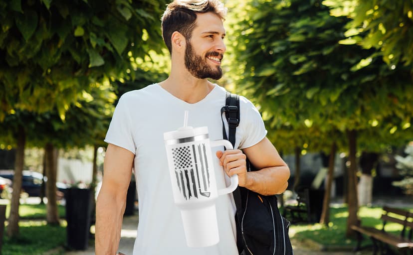 Golf Gifts for Dad - Fathers Day Golf Gifts for Men - Funny Golfer Gift Ideas for Him - Best Dad By Par - 40oz Travel Cup Insulated Tumbler with Handle & Straw